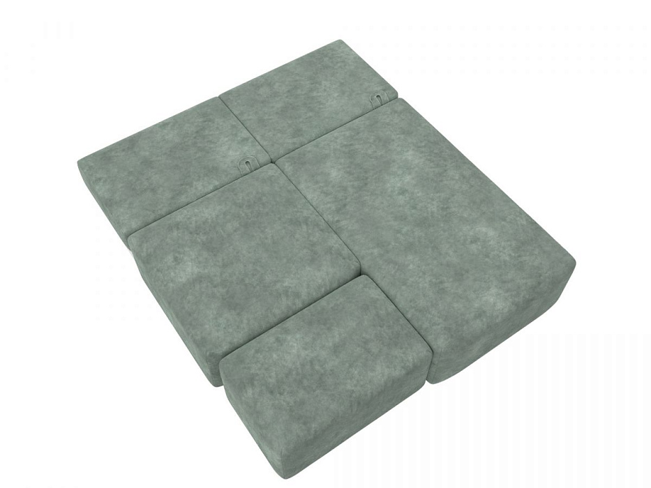 Диван угловой модульный с пуфом Лига-060 НПБ угол универсальный (brut 08 зеленый)