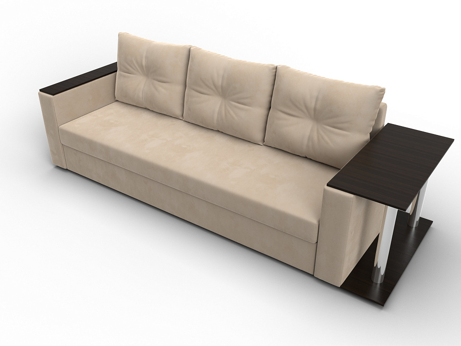 Диван прямой Атланта со столом справа (seven 729 бежевый)