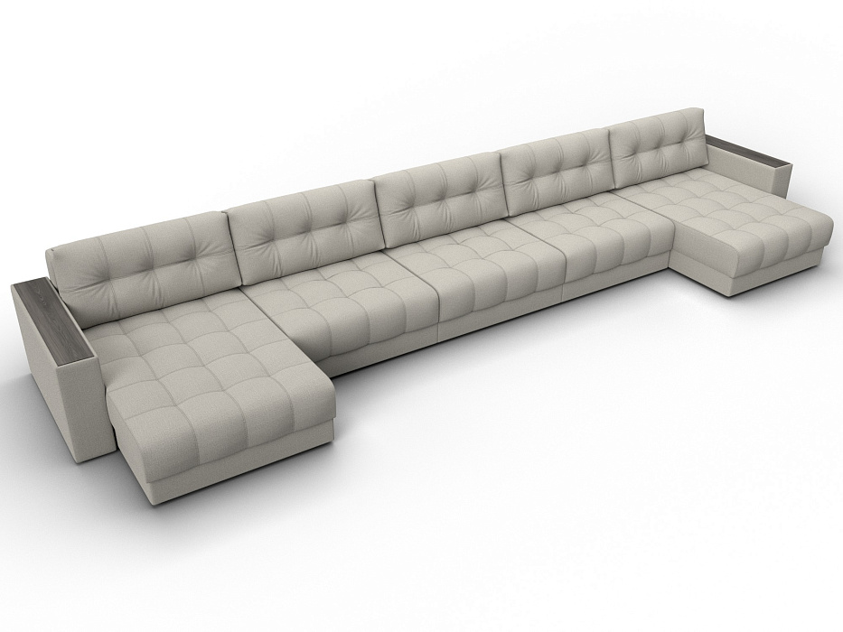 Диван П-образный с декором Лига-049 НПБ Мегалонг (амур 02 бежевый)