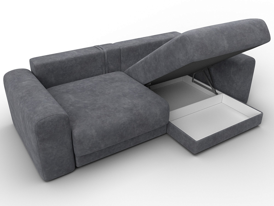 Диван угловой Лига-056 НПБ угол универсальный (brut 16 темно-серый)