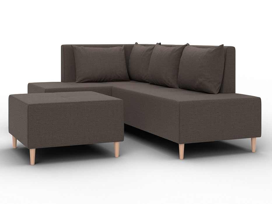 Диван угловой модульный с пуфом Лига-126 угол левый (амур 05 коричневый)