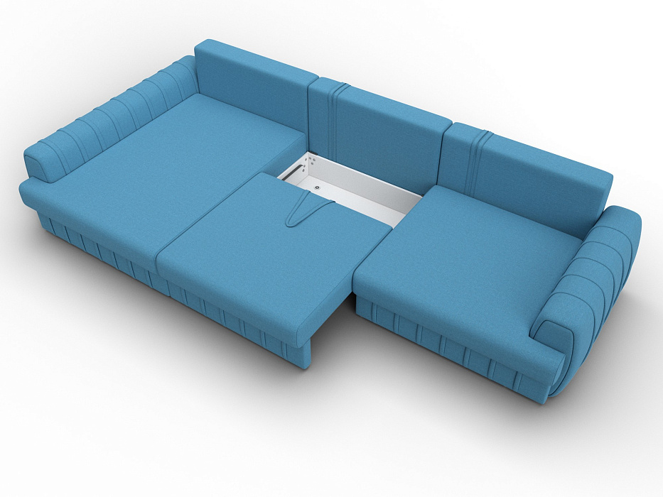Диван угловой Лига-057 НПБ Лонг угол левый (амур 10 голубой)