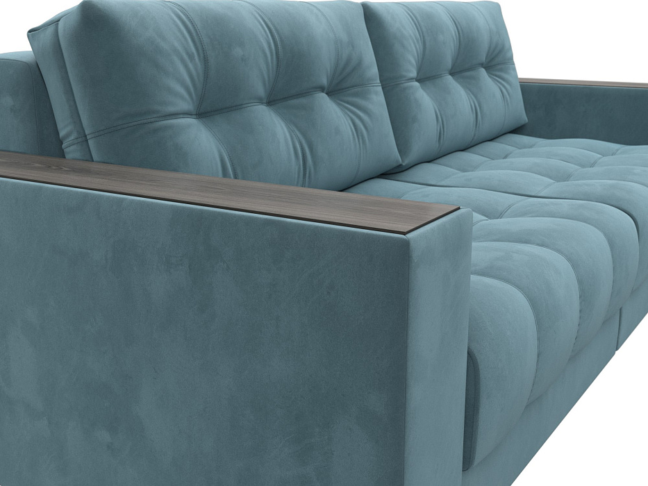 Диван прямой с декором Лига-049 НПБ (seven 113 бирюзовый)