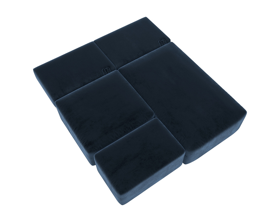 Диван угловой модульный с пуфом Лига-060 НПБ угол универсальный (tower 13 синий)