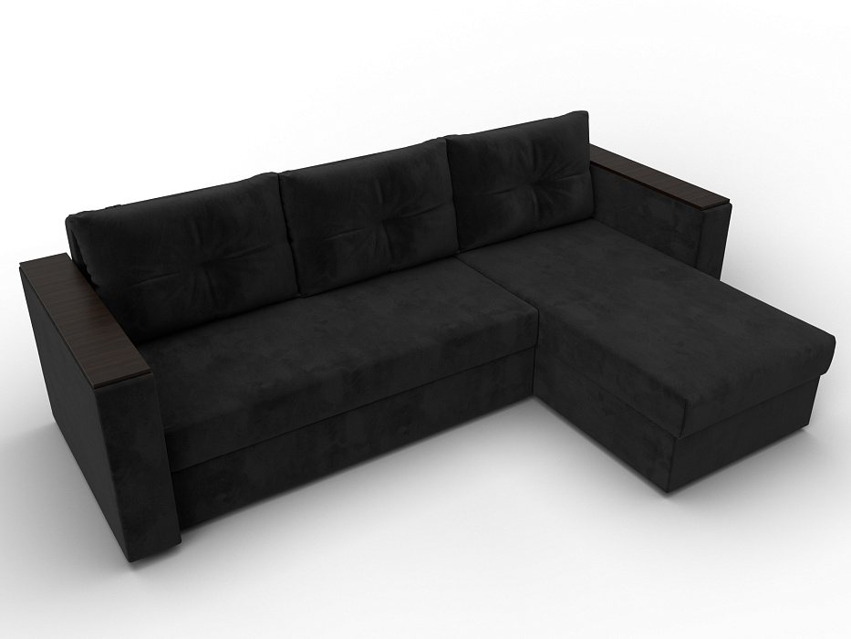 Диван угловой Атланта без стола универсальный угол (seven 35 черный)