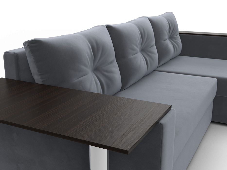 Диван угловой Атланта со столом правый угол (seven 17 серый)