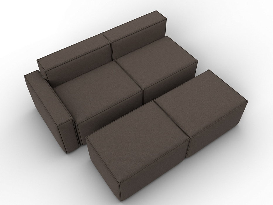 Диван угловой модульный Лига-063 угол левый (амур 05 коричневый)