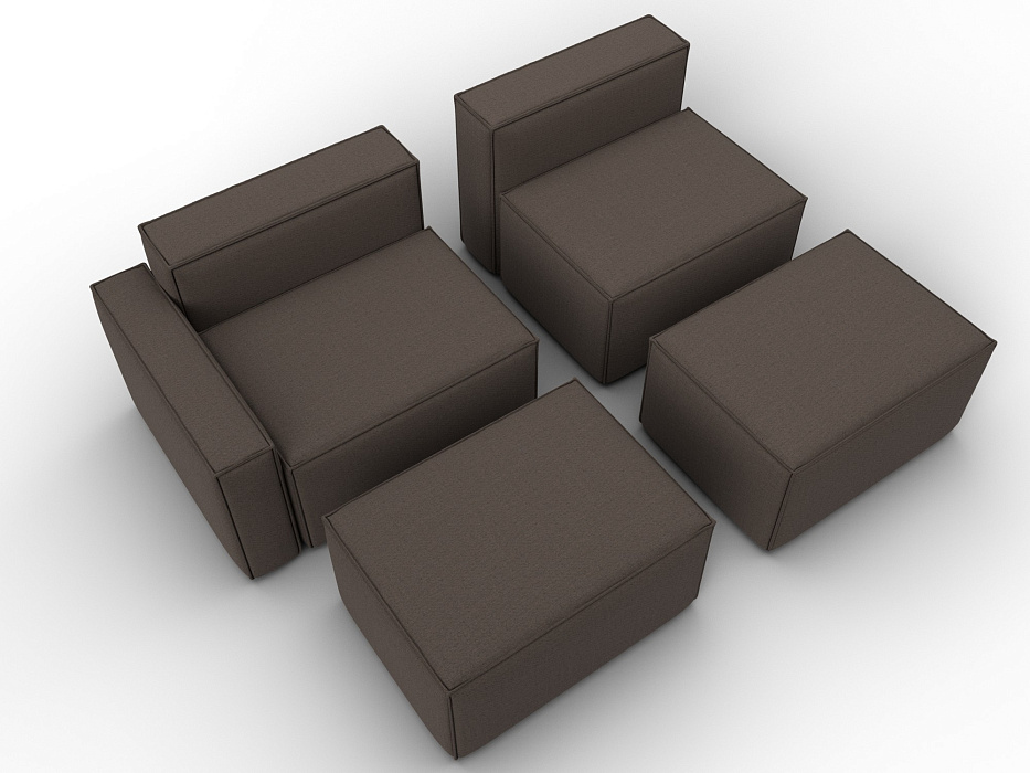 Диван угловой модульный Лига-063 угол левый (амур 05 коричневый)