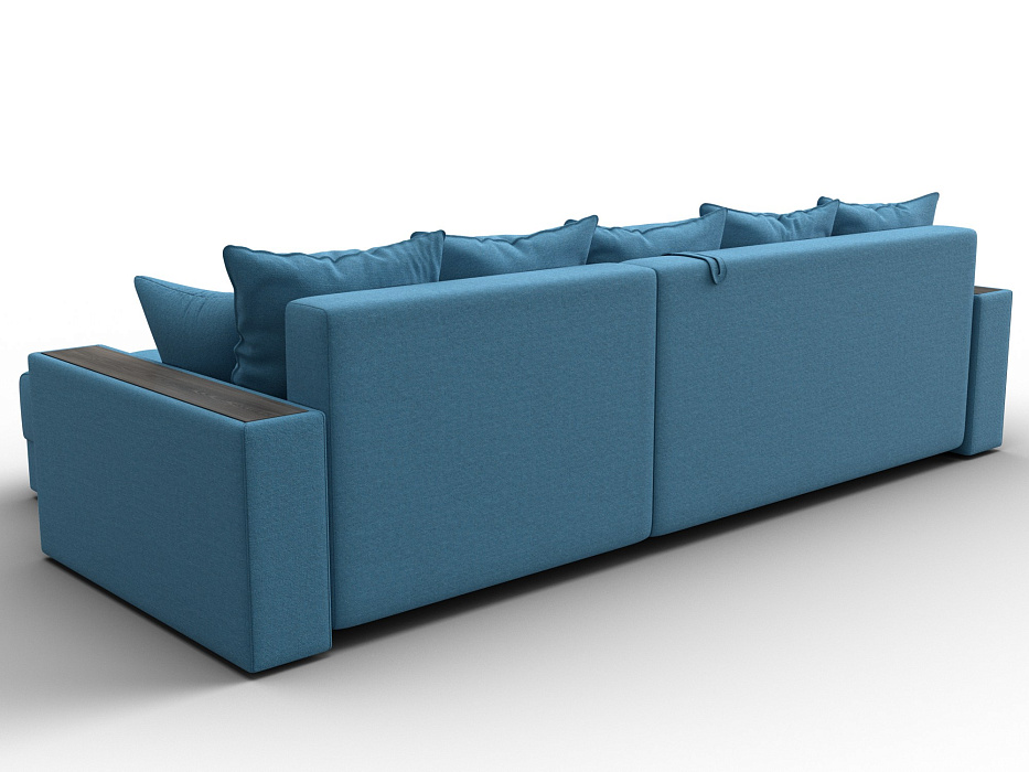 Диван угловой с декором и полкой Лига-050 НПБ (амур 10 голубой)