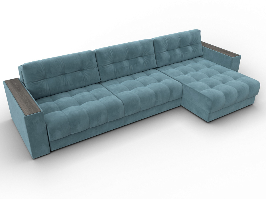 Диван угловой с декором Лига-049 НПБ Лонг (seven 113 бирюзовый)