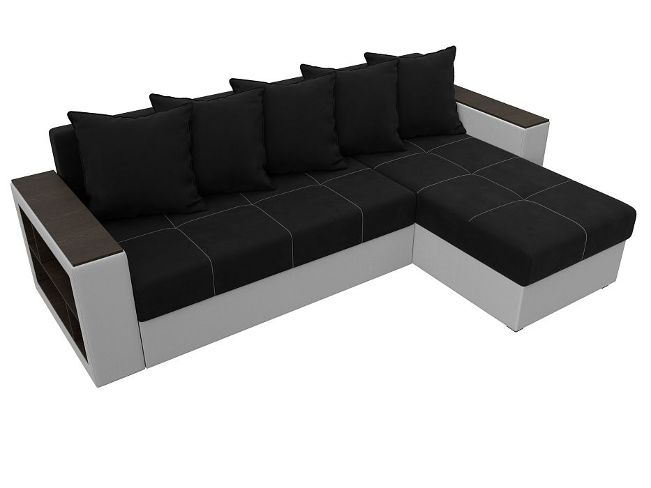 Диван угловой Дубай Лайт правый угол (черный\белый)