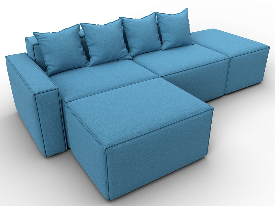 Диван угловой модульный Лига-063 угол левый (амур 10 голубой)