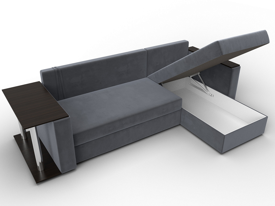 Диван угловой Атланта со столом правый угол (seven 17 серый)