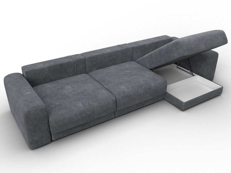 Диван угловой Лига-056 НПБ Лонг угол универсальный (brut 16 темно-серый)