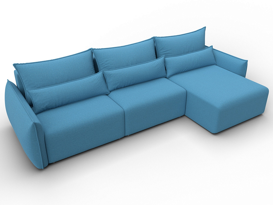 Диван угловой Лига-051 НПБ Лонг угол универсальный (амур 10 голубой)