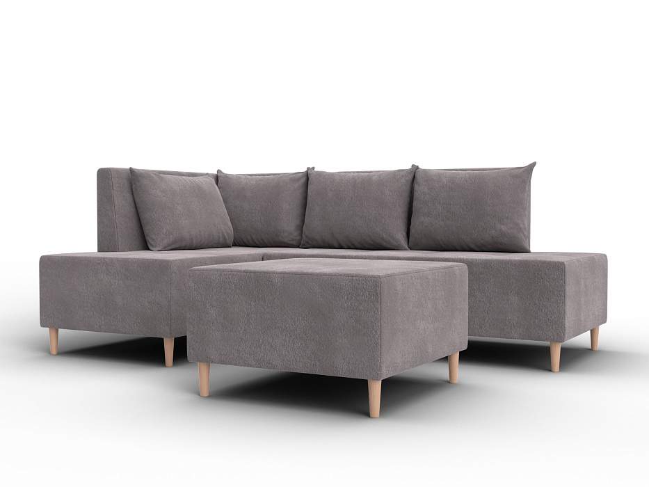 Диван угловой модульный с пуфом Лига-126 угол левый (laim 04 бежевый)