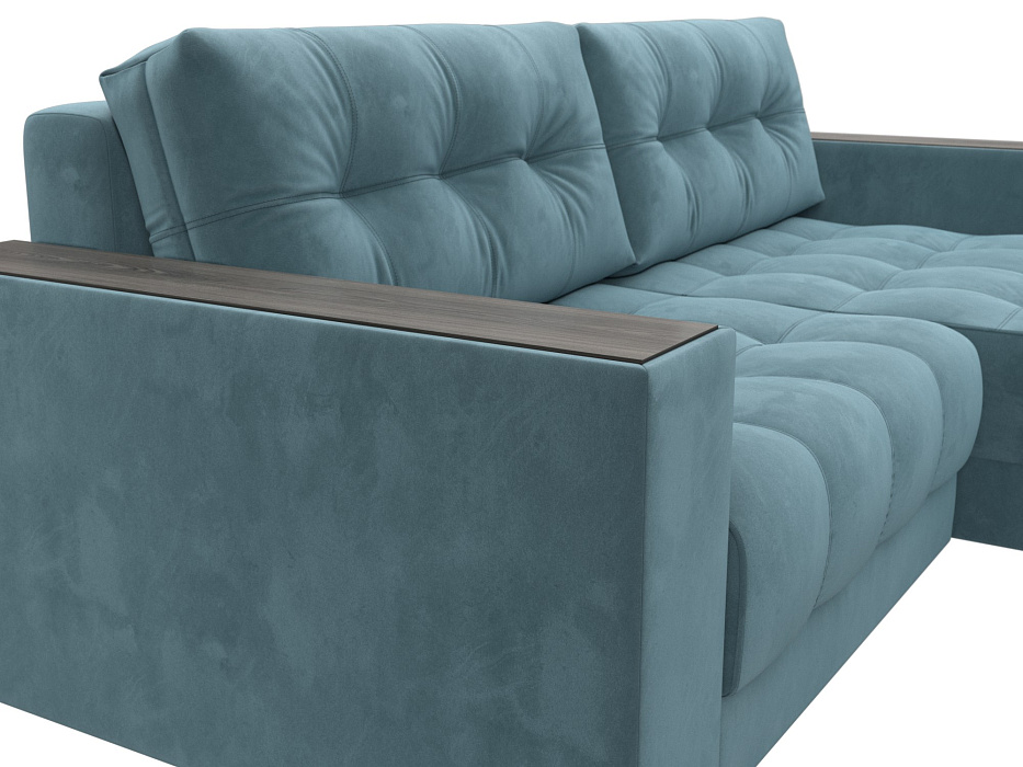 Диван угловой с декором Лига-049 НПБ (seven 113 бирюзовый)