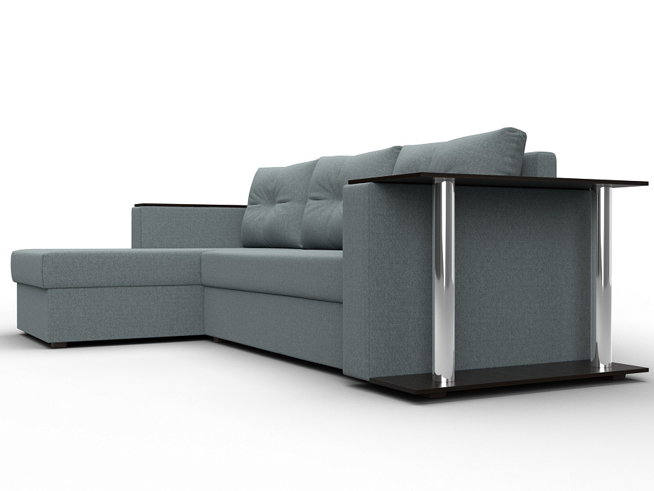 Диван угловой Атланта со столом левый угол (амур 07 серый)