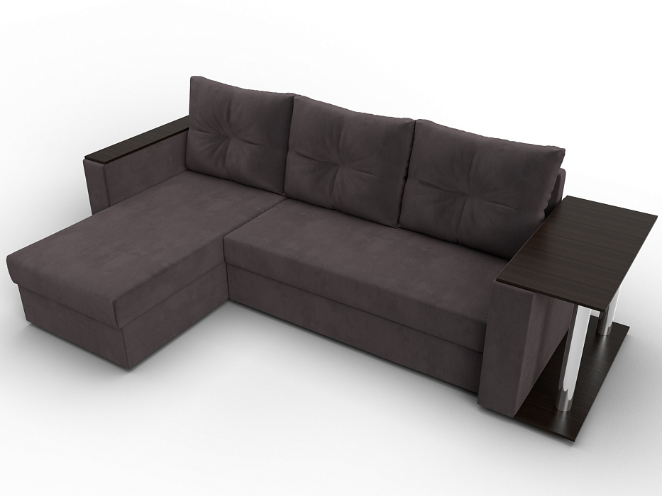 Диван угловой Атланта со столом левый угол (seven 727 коричневый)