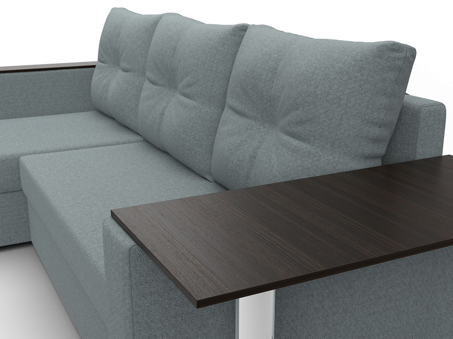 Диван угловой Атланта со столом левый угол (амур 07 серый)