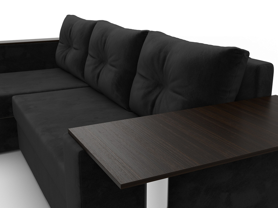 Диван угловой Атланта со столом левый угол (seven 35 черный)