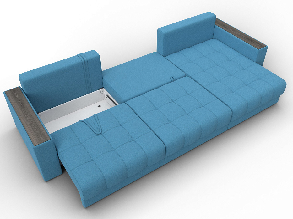 Диван угловой с декором Лига-049 НПБ Лонг (амур 10 голубой)