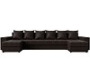 П-образный диван Дубай полки слева (коричневый цвет)
