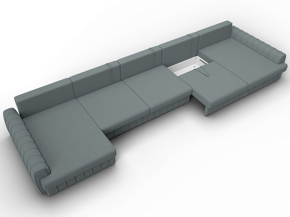 Диван П-образный Лига-057 НПБ МегаЛонг (амур 07 серый)