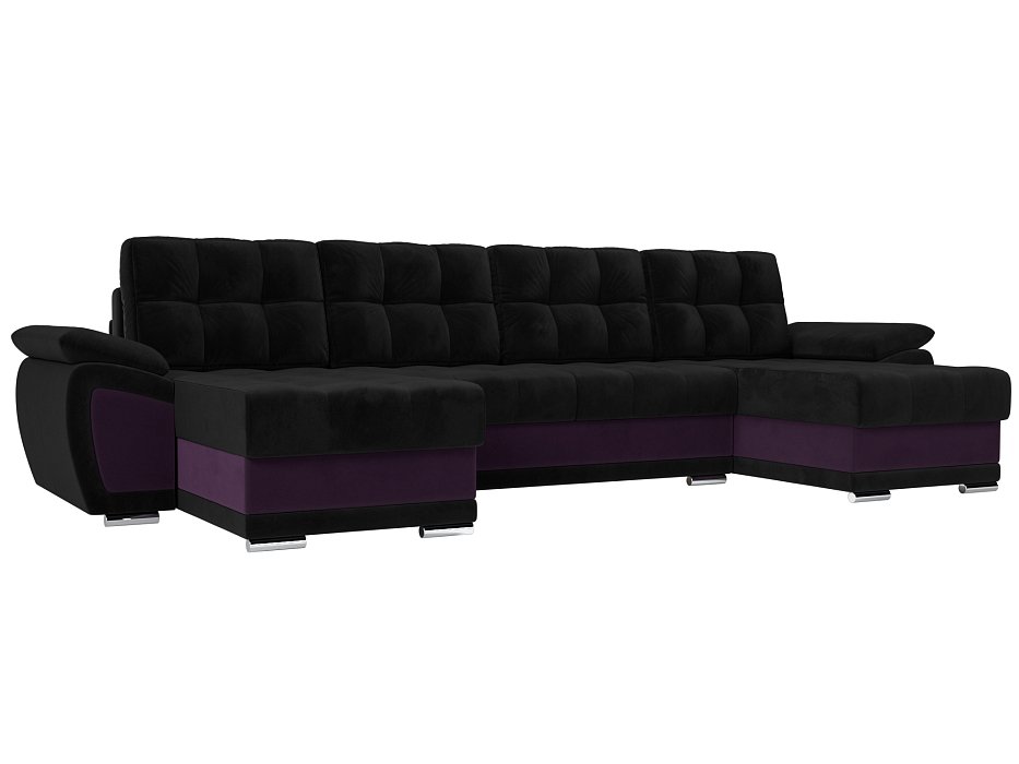 П-образный диван Нэстор (черный\фиолетовый цвет)