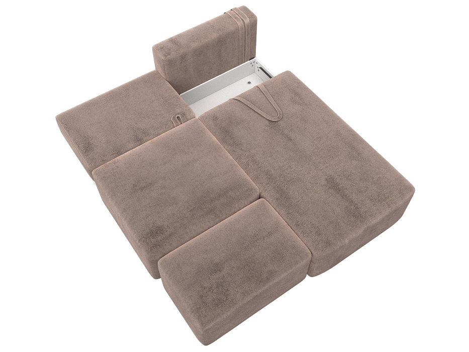 Диван угловой модульный с пуфом Лига-060 НПБ угол универсальный (tower 05 бежевый)