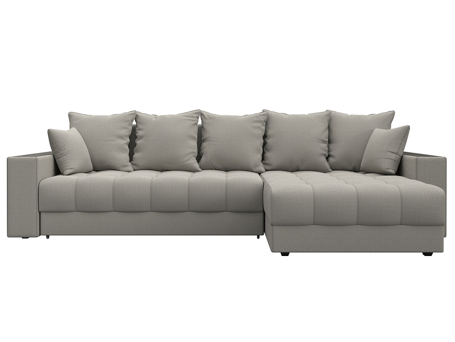 Диван угловой с декором и полкой Лига-050 НПБ (амур 02 бежевый)