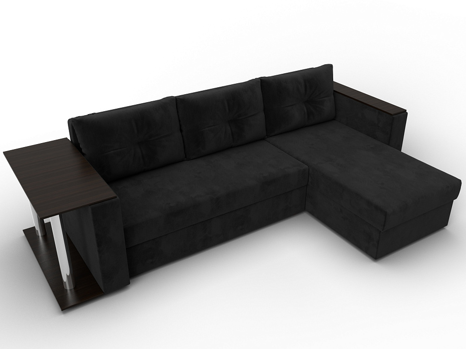 Диван угловой Атланта со столом правый угол (seven 35 черный)