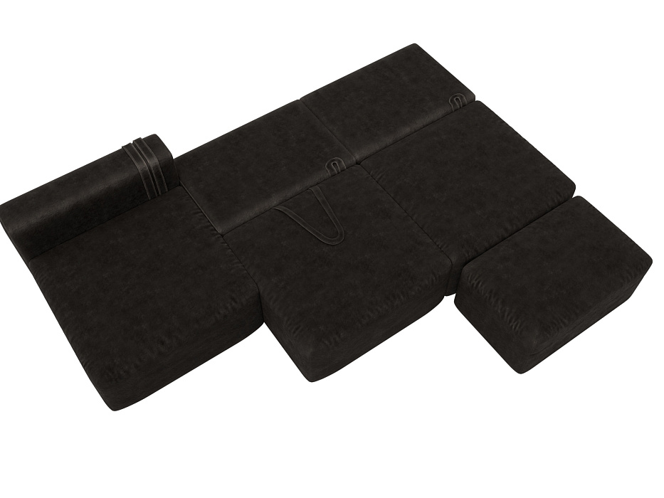 Диван угловой модульный с пуфом Лига-060 НПБ Лонг угол универсальный (brut 17 коричневый)