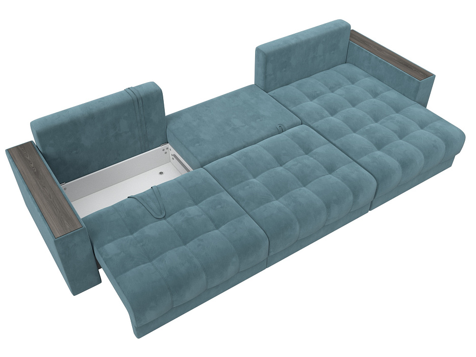 Диван угловой с декором Лига-049 НПБ Лонг (seven 113 бирюзовый)
