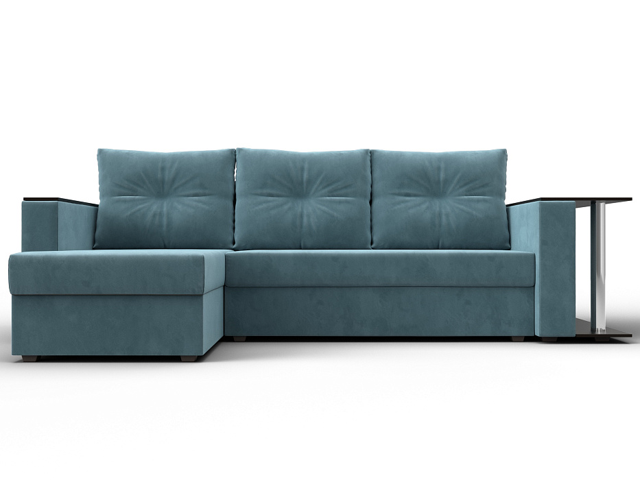 Диван угловой Атланта со столом левый угол (seven 113 бирюзовый)