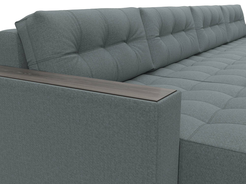 Диван П-образный с декором Лига-049 НПБ Лонг (амур 07 серый)