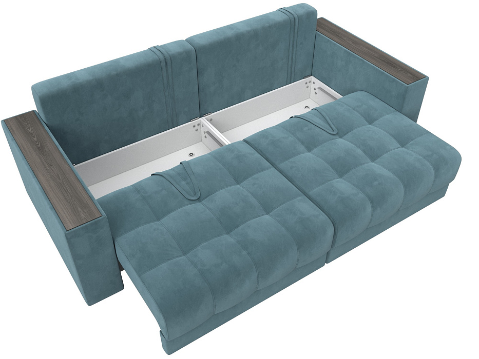 Диван прямой с декором Лига-049 НПБ (seven 113 бирюзовый)