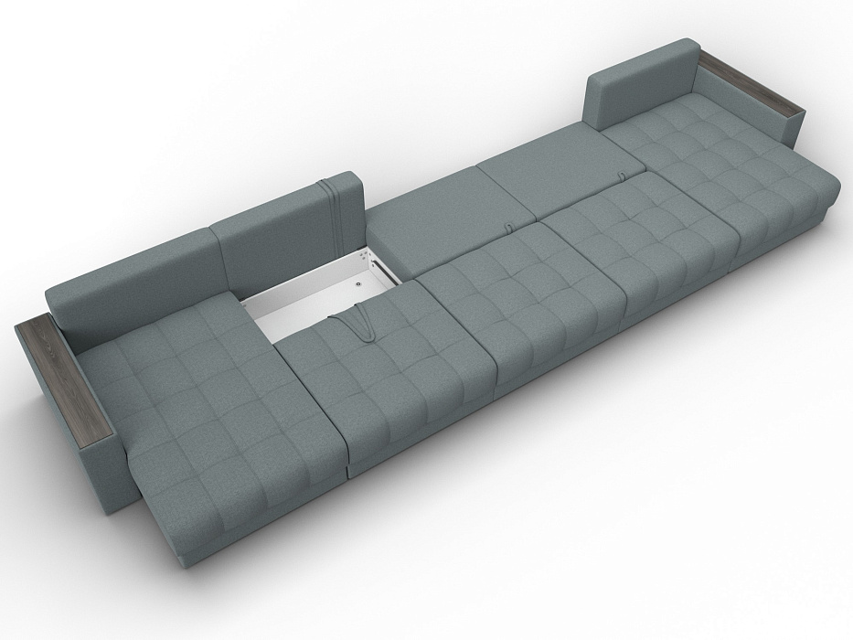 Диван П-образный с декором Лига-049 НПБ Мегалонг (амур 07 серый)