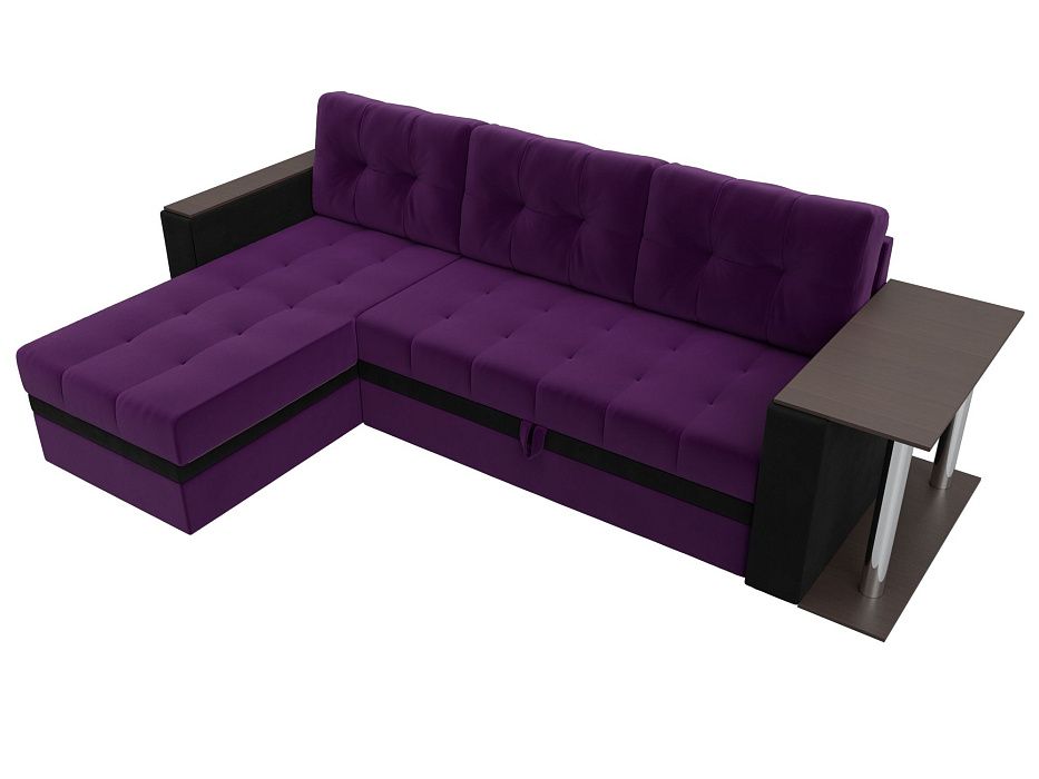 Угловой диван Атланта М левый угол (фиолетовый\черный)