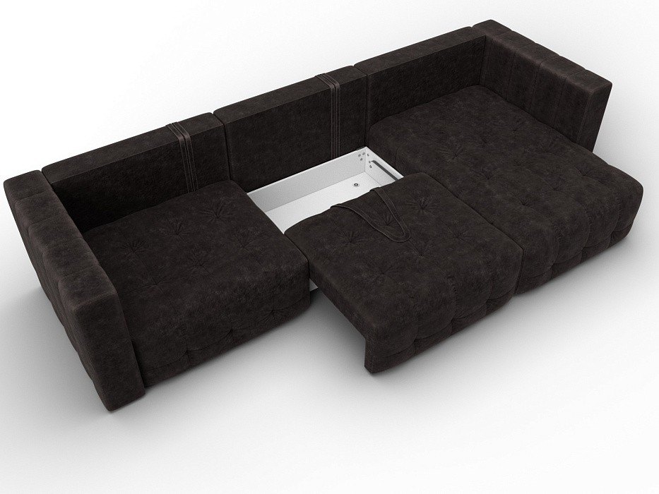 Диван угловой Лига-052 НПБ Лонг угол универсальный (brut 17 коричневый)