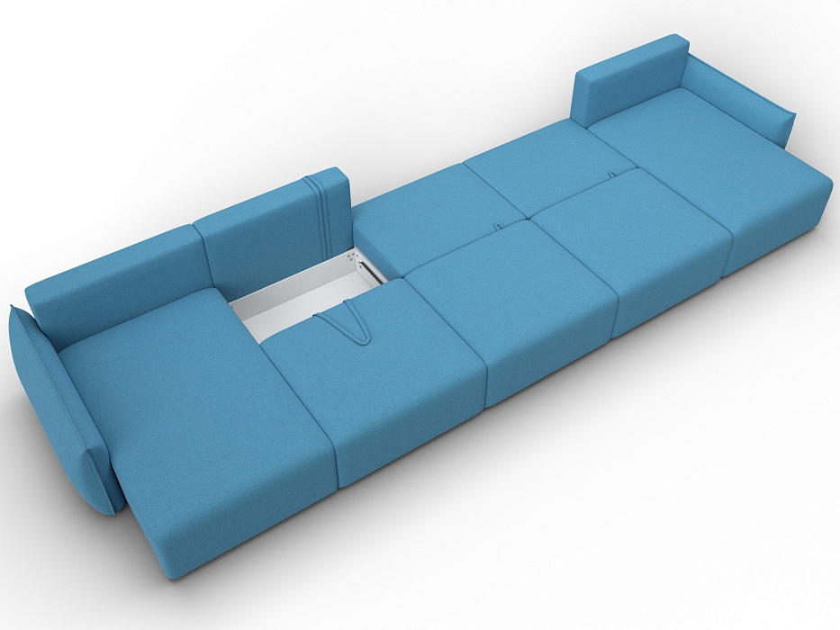Диван П-образный Лига-051 НПБ МегаЛонг (амур 10 голубой)
