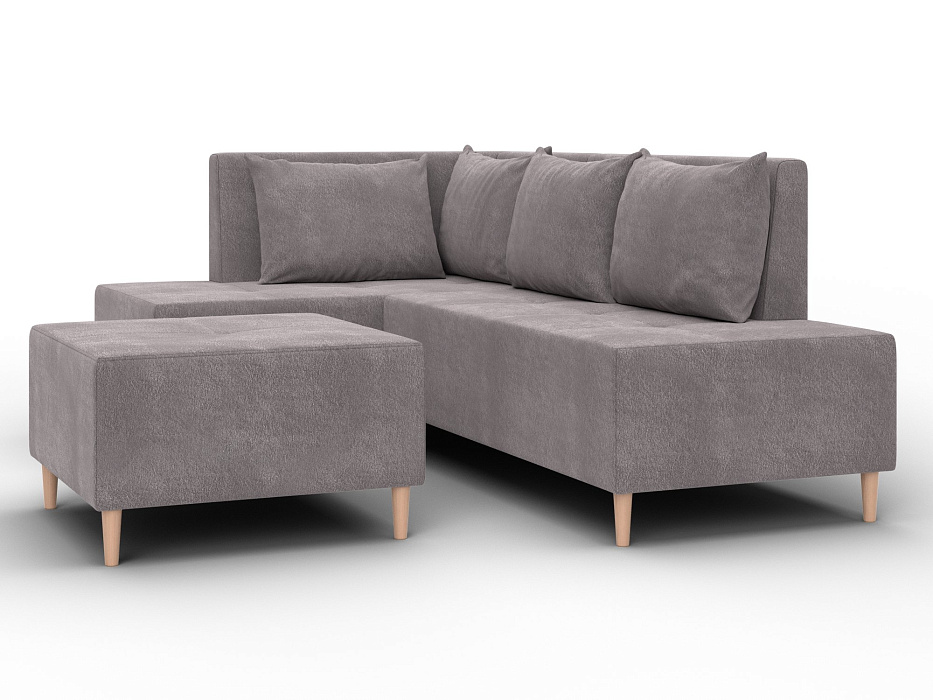 Диван угловой модульный с пуфом Лига-126 угол левый (laim 04 бежевый)