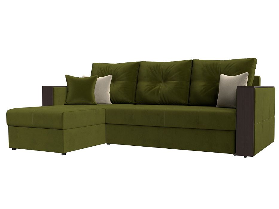 Угловой диван Валенсия левый угол (зеленый цвет)