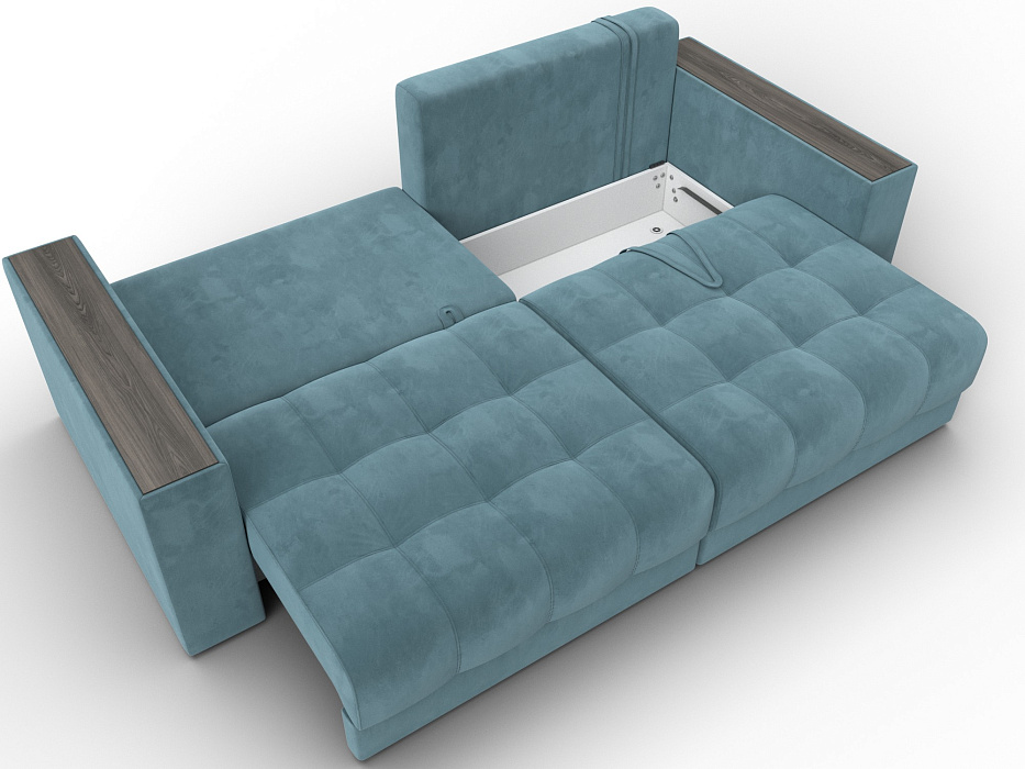 Диван прямой с декором Лига-049 НПБ (seven 113 бирюзовый)