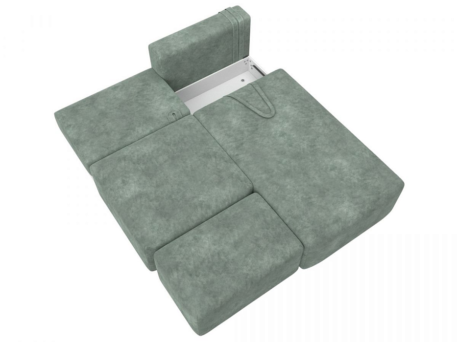 Диван угловой модульный с пуфом Лига-060 НПБ угол универсальный (brut 08 зеленый)