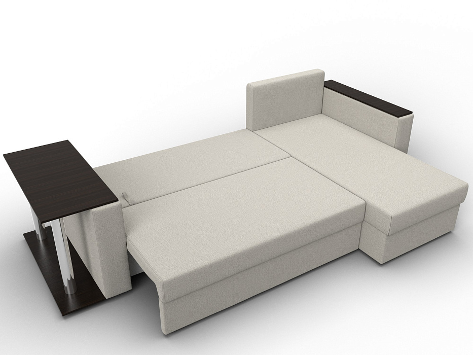 Диван угловой Атланта со столом правый угол (амур 02 бежевый)