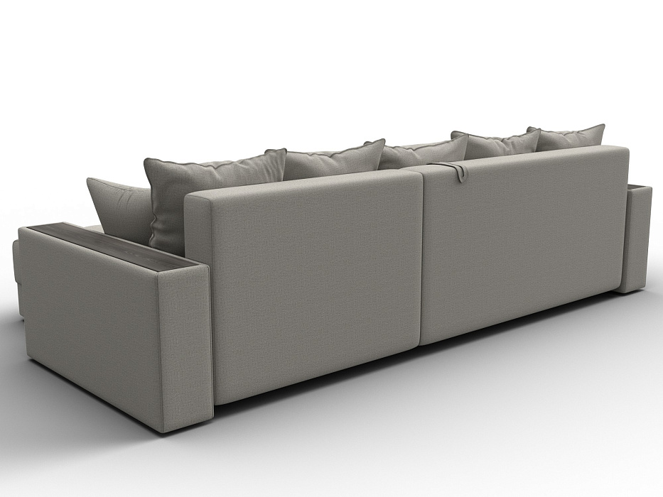 Диван угловой с декором и полкой Лига-050 НПБ (амур 02 бежевый)