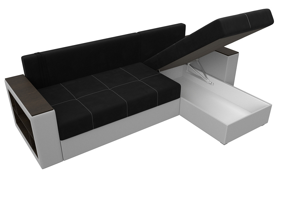 Диван угловой Дубай Лайт правый угол (черный\белый)