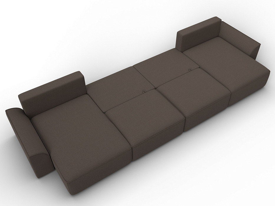 Диван П-образный Лига-048 НПБ лонг (амур 05 коричневый)