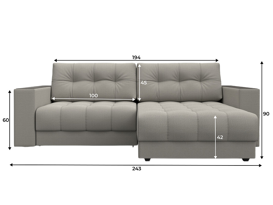 Диван угловой с декором Лига-049 НПБ (амур 02 бежевый)